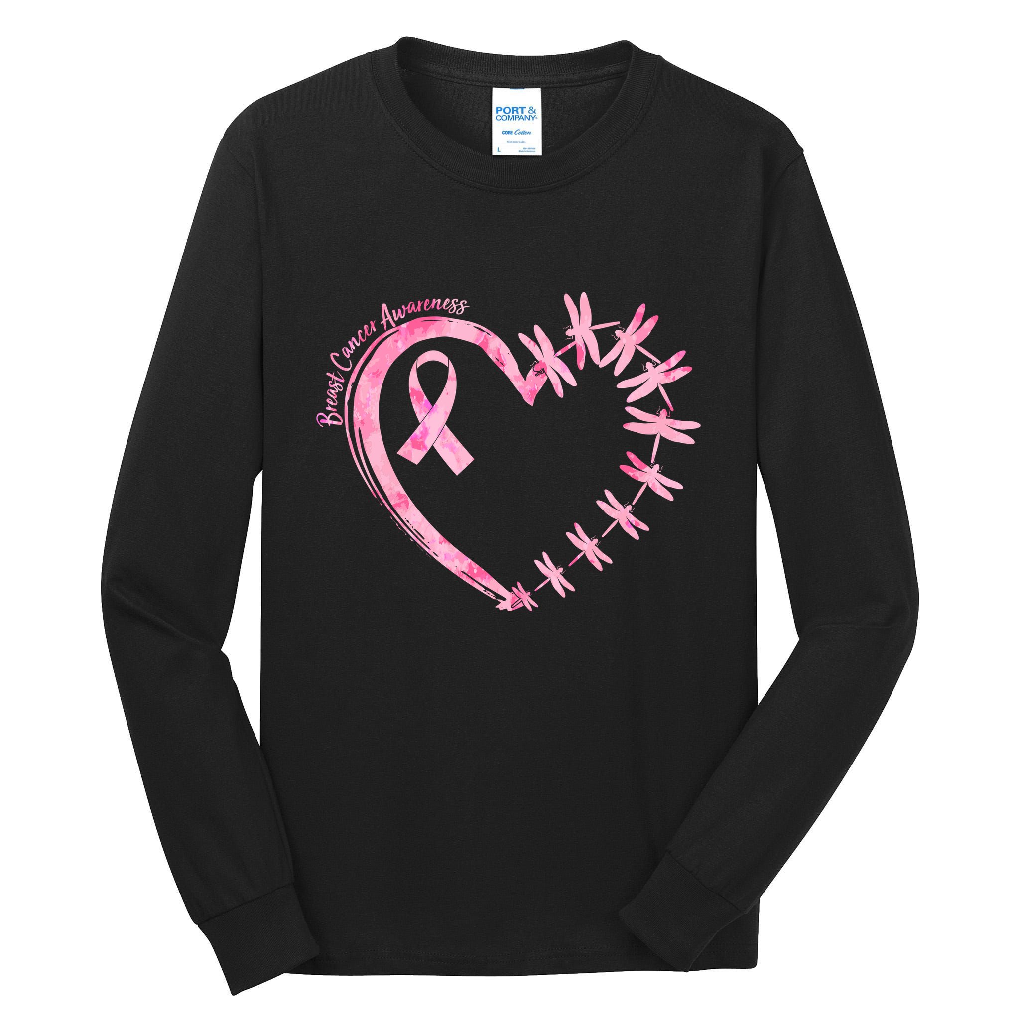 Cute Breast Cancer Awareness Dragonfly Heart Tall Long Sleeve T-Shirt