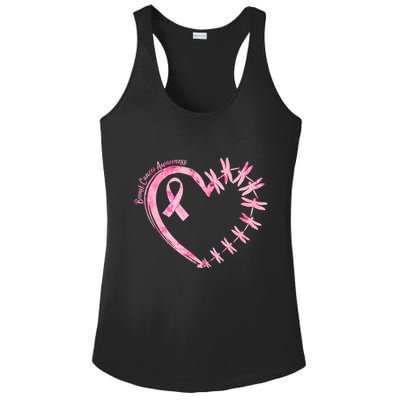 Cute Breast Cancer Awareness Dragonfly Heart Ladies PosiCharge Competitor Racerback Tank