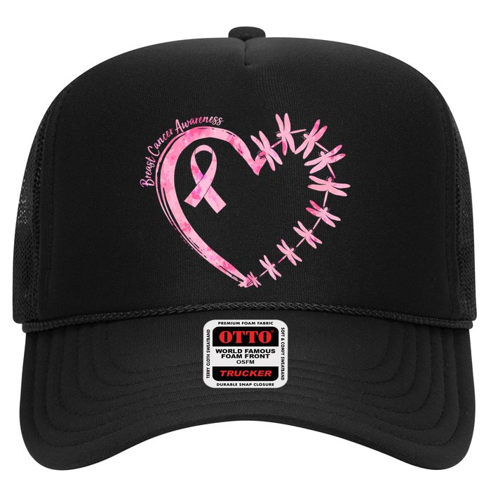 Cute Breast Cancer Awareness Dragonfly Heart Trucker Hat