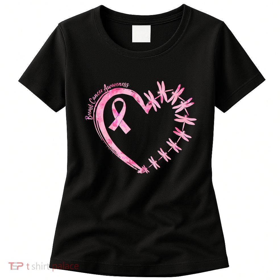 Cute Breast Cancer Awareness Dragonfly Heart Women's T-Shirt