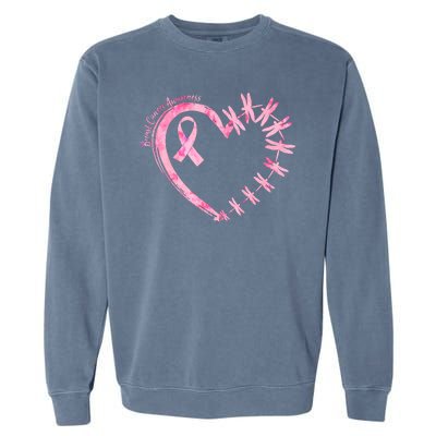 Cute Breast Cancer Awareness Dragonfly Heart Garment-Dyed Sweatshirt