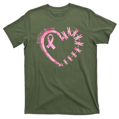 Cute Breast Cancer Awareness Dragonfly Heart T-Shirt