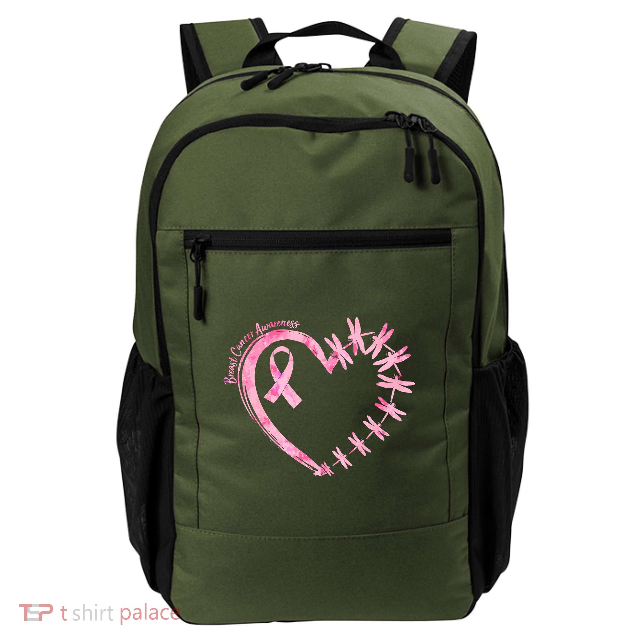 Cute Breast Cancer Awareness Dragonfly Heart Daily Commute Backpack