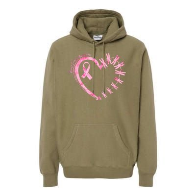 Cute Breast Cancer Awareness Dragonfly Heart Premium Hoodie