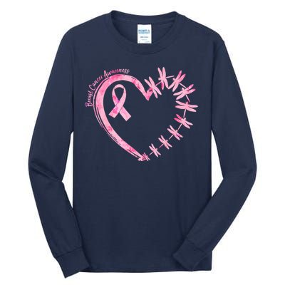 Cute Breast Cancer Awareness Dragonfly Heart Tall Long Sleeve T-Shirt