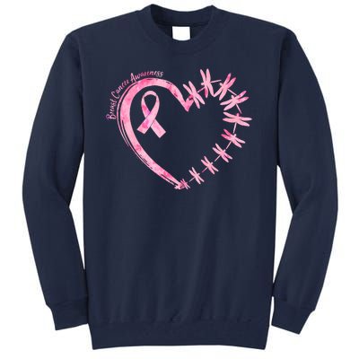 Cute Breast Cancer Awareness Dragonfly Heart Tall Sweatshirt