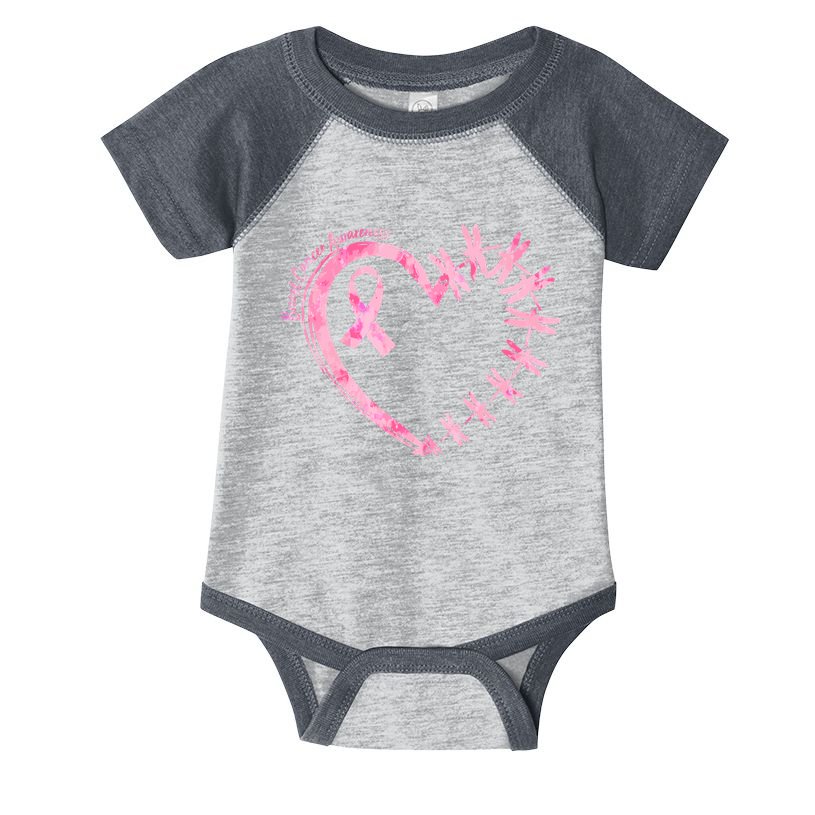 Cute Breast Cancer Awareness Dragonfly Heart Infant Baby Jersey Bodysuit
