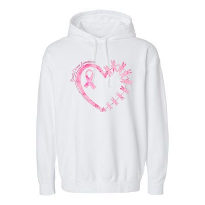 Cute Breast Cancer Awareness Dragonfly Heart Garment-Dyed Fleece Hoodie