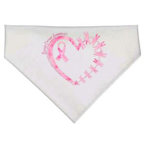 Cute Breast Cancer Awareness Dragonfly Heart USA-Made Doggie Bandana