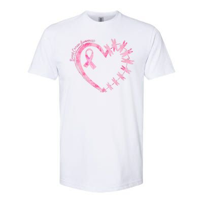 Cute Breast Cancer Awareness Dragonfly Heart Softstyle CVC T-Shirt