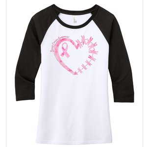 Cute Breast Cancer Awareness Dragonfly Heart Women's Tri-Blend 3/4-Sleeve Raglan Shirt