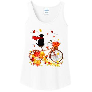 Cute Black Cat Fall Bicycle Autumn Halloween Ladies Essential Tank