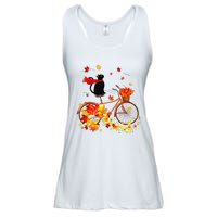 Cute Black Cat Fall Bicycle Autumn Halloween Ladies Essential Flowy Tank