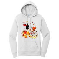 Cute Black Cat Fall Bicycle Autumn Halloween Women's Pullover Hoodie