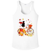 Cute Black Cat Fall Bicycle Autumn Halloween Ladies PosiCharge Competitor Racerback Tank