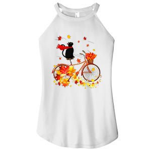 Cute Black Cat Fall Bicycle Autumn Halloween Women's Perfect Tri Rocker Tank