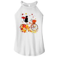 Cute Black Cat Fall Bicycle Autumn Halloween Women's Perfect Tri Rocker Tank