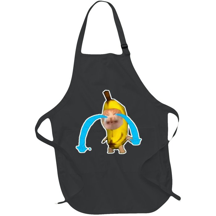 Crying Banana Cat Meme Full-Length Apron With Pockets