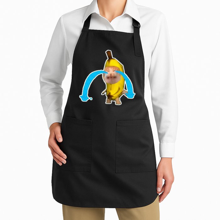 Crying Banana Cat Meme Full-Length Apron With Pockets