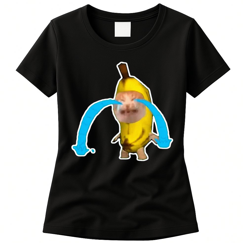 Crying Banana Cat Meme Womens T-Shirt