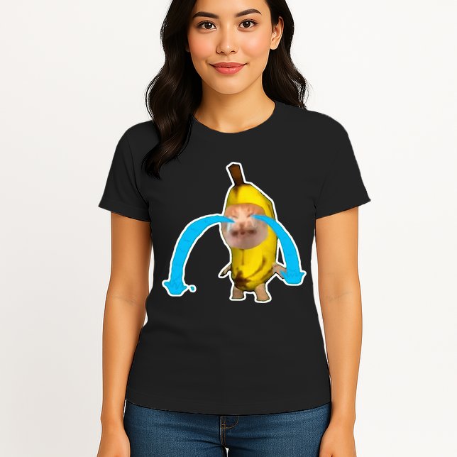Crying Banana Cat Meme Womens T-Shirt