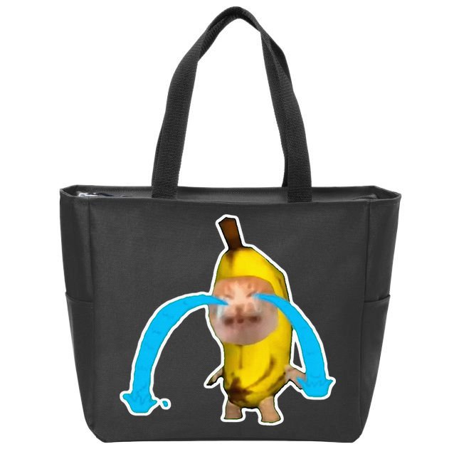 Crying Banana Cat Meme Zip Tote Bag