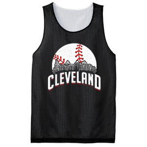 Cleveland Baseball Cityscape Skyline Retro Fan Mesh Reversible Basketball Jersey Tank