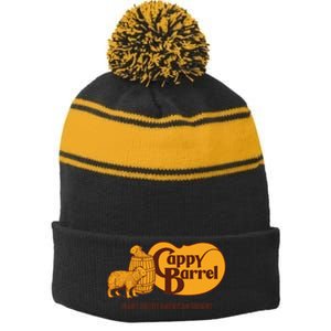 Cappy Barrel; Capybara Country Store Logo Stripe Pom Pom Beanie