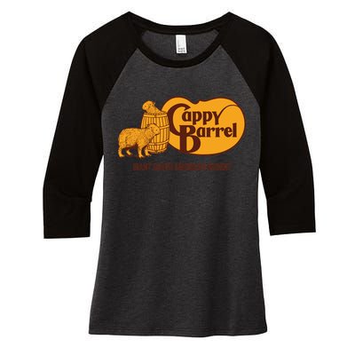 Cappy Barrel; Capybara Country Store Logo Women's Tri-Blend 3/4-Sleeve Raglan Shirt