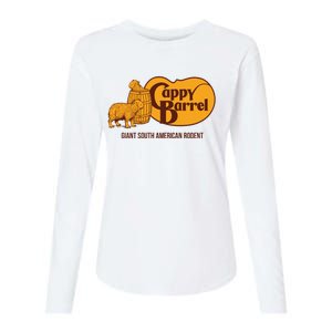 Cappy Barrel; Capybara Country Store Logo Womens Cotton Relaxed Long Sleeve T-Shirt