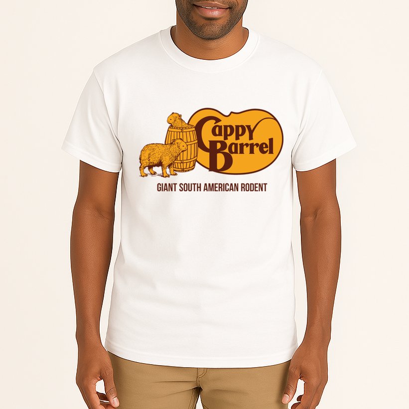 Cappy Barrel; Capybara Country Store Logo Tall T-Shirt