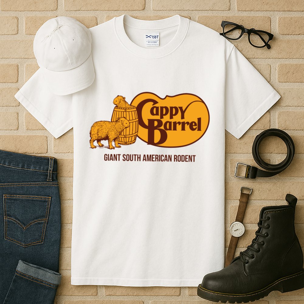 Cappy Barrel; Capybara Country Store Logo Tall T-Shirt