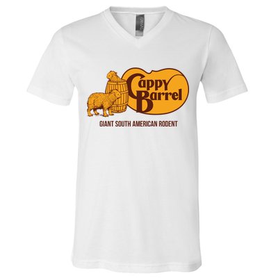 Cappy Barrel; Capybara Country Store Logo V-Neck T-Shirt