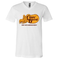 Cappy Barrel; Capybara Country Store Logo V-Neck T-Shirt