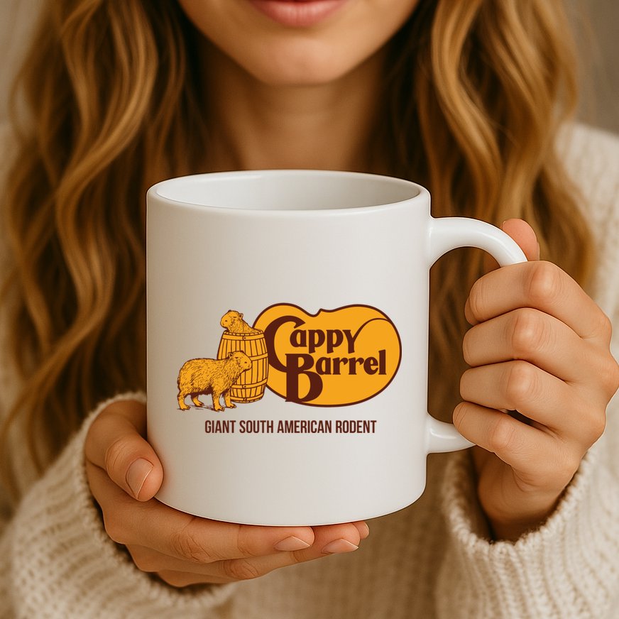 Cappy Barrel; Capybara Country Store Logo Mug