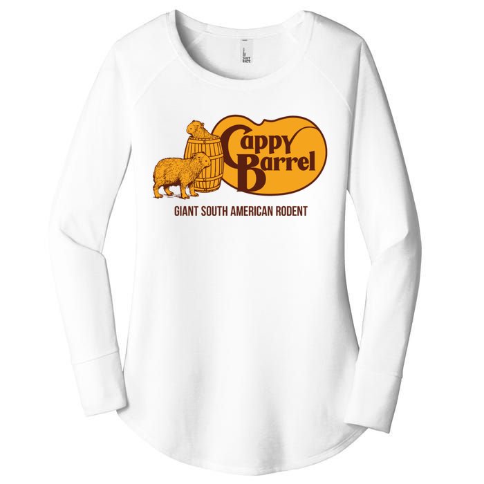 Cappy Barrel; Capybara Country Store Logo Women's Perfect Tri Tunic Long Sleeve Shirt