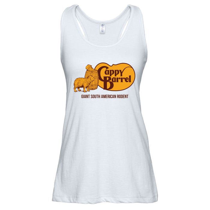 Cappy Barrel; Capybara Country Store Logo Ladies Essential Flowy Tank