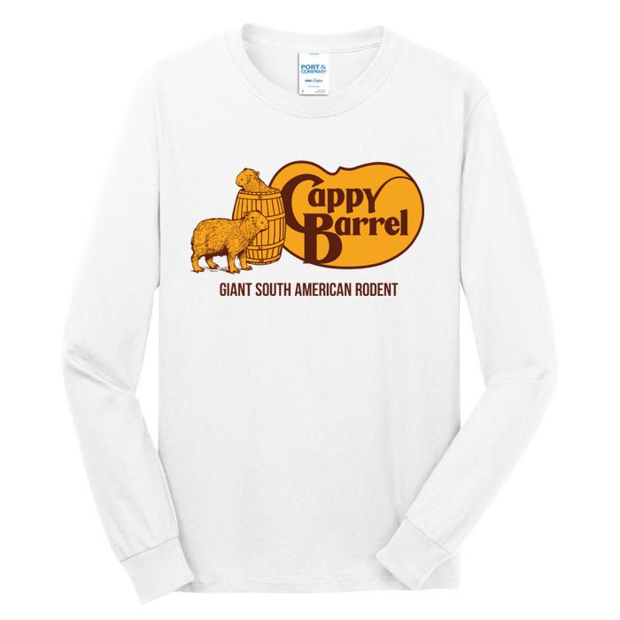 Cappy Barrel; Capybara Country Store Logo Tall Long Sleeve T-Shirt