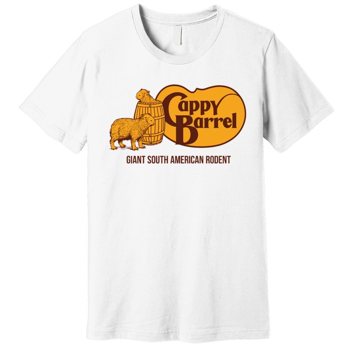 Cappy Barrel; Capybara Country Store Logo Premium T-Shirt