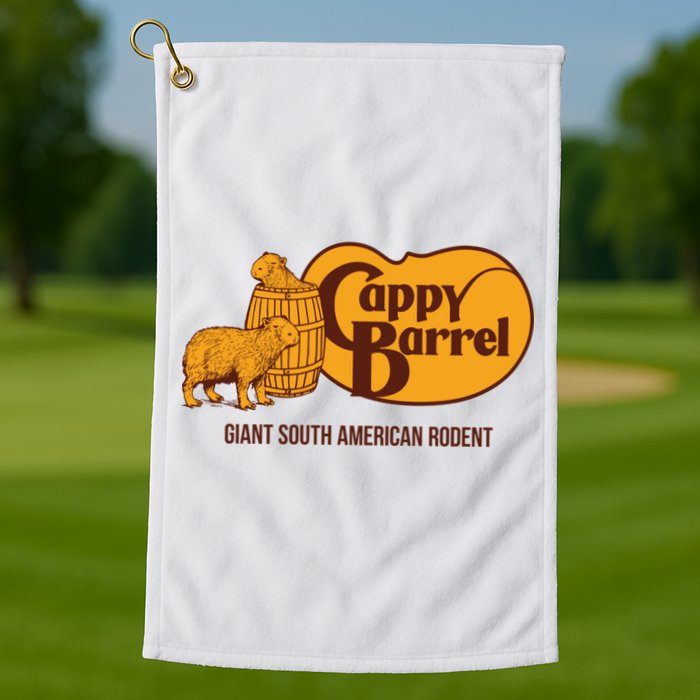 Cappy Barrel; Capybara Country Store Logo Golf Towel
