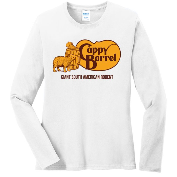 Cappy Barrel; Capybara Country Store Logo Ladies Long Sleeve Shirt