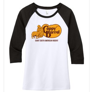 Cappy Barrel; Capybara Country Store Logo Women's Tri-Blend 3/4-Sleeve Raglan Shirt