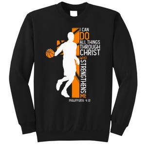 Christian Basketball Cross I Can Do All Things Through Jesus Sweatshirt