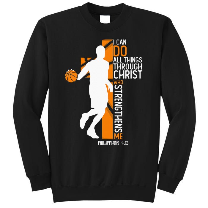 Christian Basketball Cross I Can Do All Things Through Jesus Sweatshirt