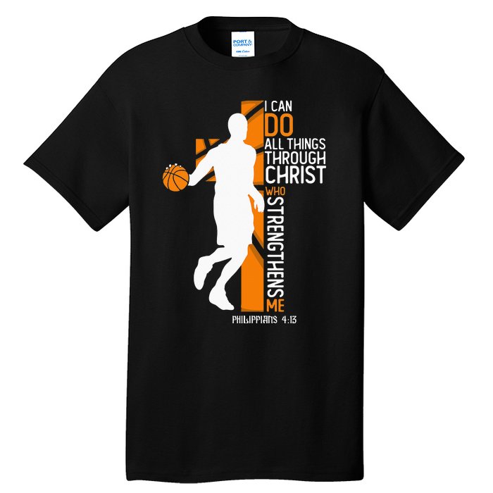 Christian Basketball Cross I Can Do All Things Through Jesus Tall T-Shirt