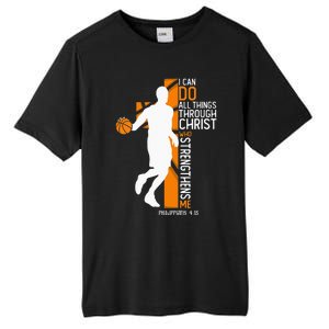 Christian Basketball Cross I Can Do All Things Through Jesus Tall Fusion ChromaSoft Performance T-Shirt