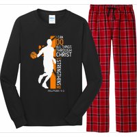 Christian Basketball Cross I Can Do All Things Through Jesus Long Sleeve Pajama Set