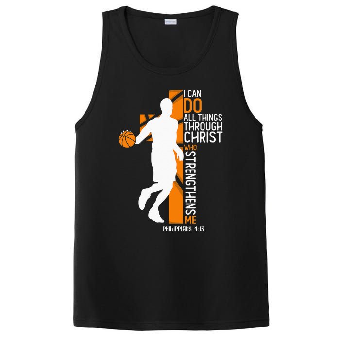 Christian Basketball Cross I Can Do All Things Through Jesus PosiCharge Competitor Tank