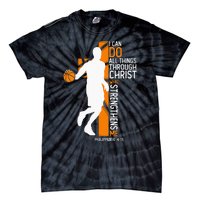 Christian Basketball Cross I Can Do All Things Through Jesus Tie-Dye T-Shirt