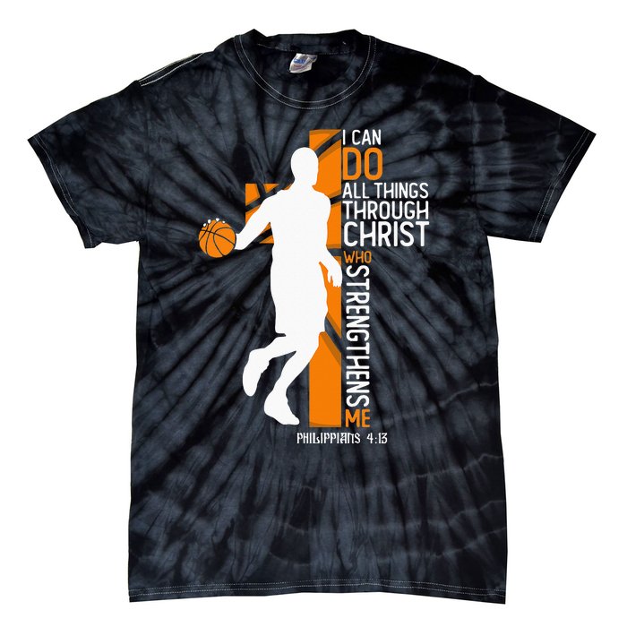 Christian Basketball Cross I Can Do All Things Through Jesus Tie-Dye T-Shirt